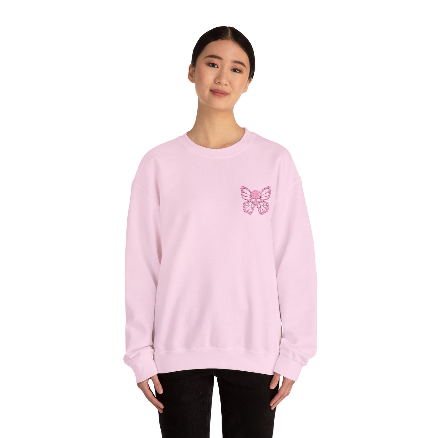 Butterfly Embroidered Unisex Crewneck Sweatshirt - Cozy Casual Wear