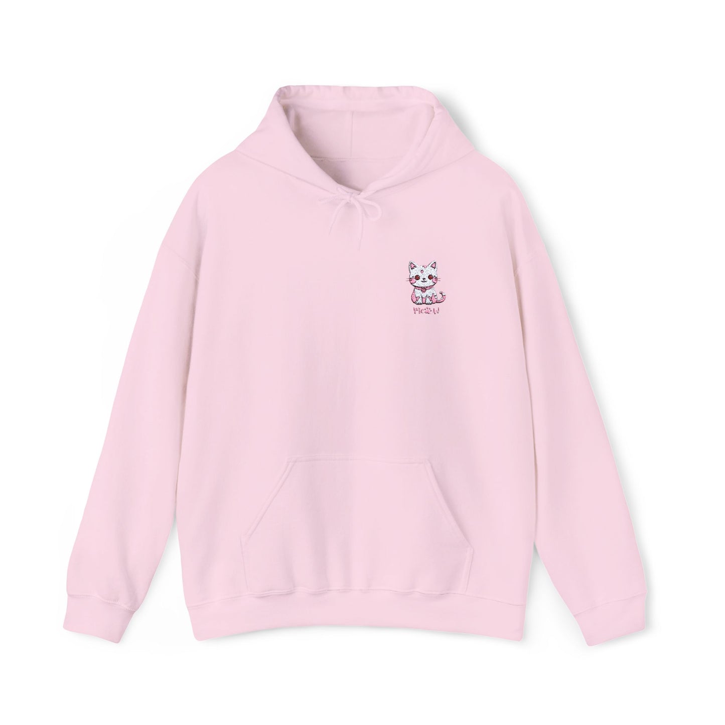 Cute Cat Embroidered Unisex Hooded Sweatshirt - Cozy Pink Apparel for Cat Lovers