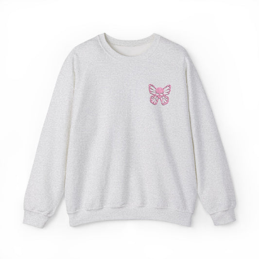 Butterfly Embroidered Unisex Crewneck Sweatshirt - Cozy Casual Wear