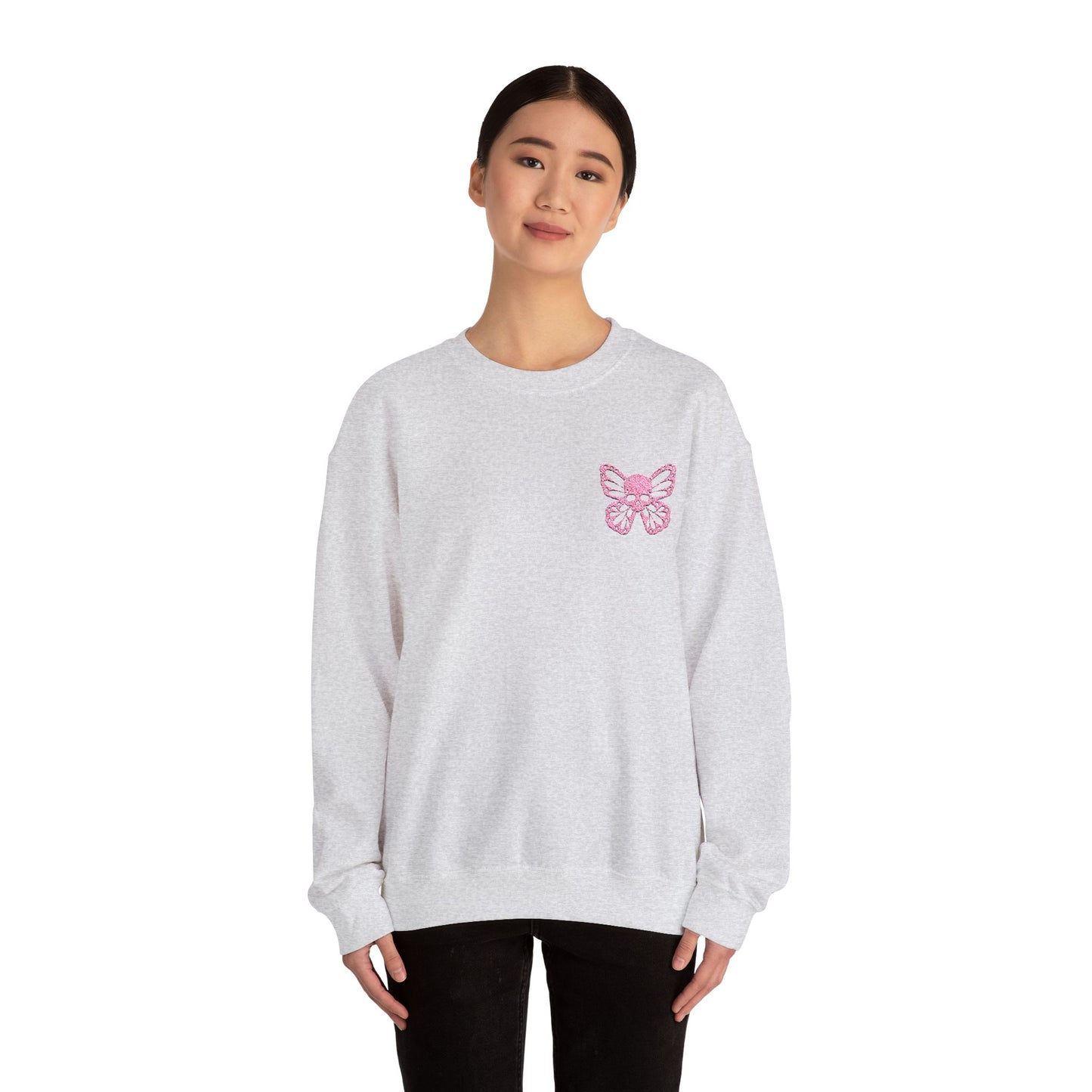 Butterfly Embroidered Unisex Crewneck Sweatshirt - Cozy Casual Wear