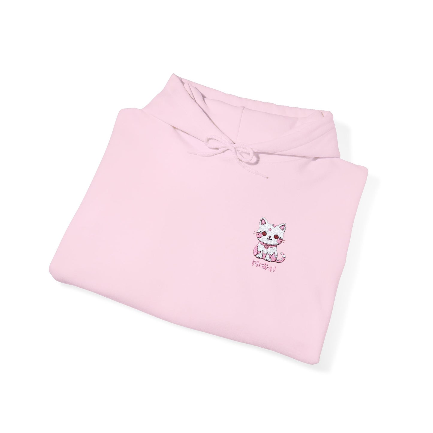 Cute Cat Embroidered Unisex Hooded Sweatshirt - Cozy Pink Apparel for Cat Lovers