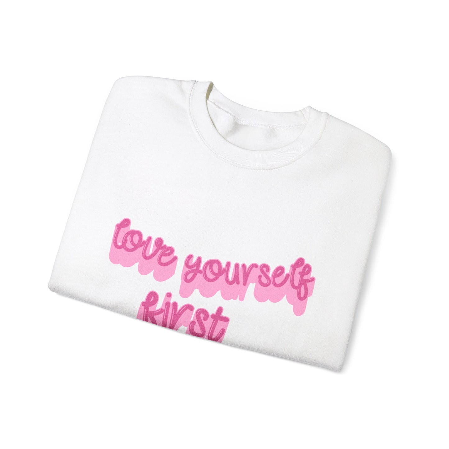 Love Yourself First Unisex Sweatshirt mit Rundhalsausschnitt aus schwerer Mischung